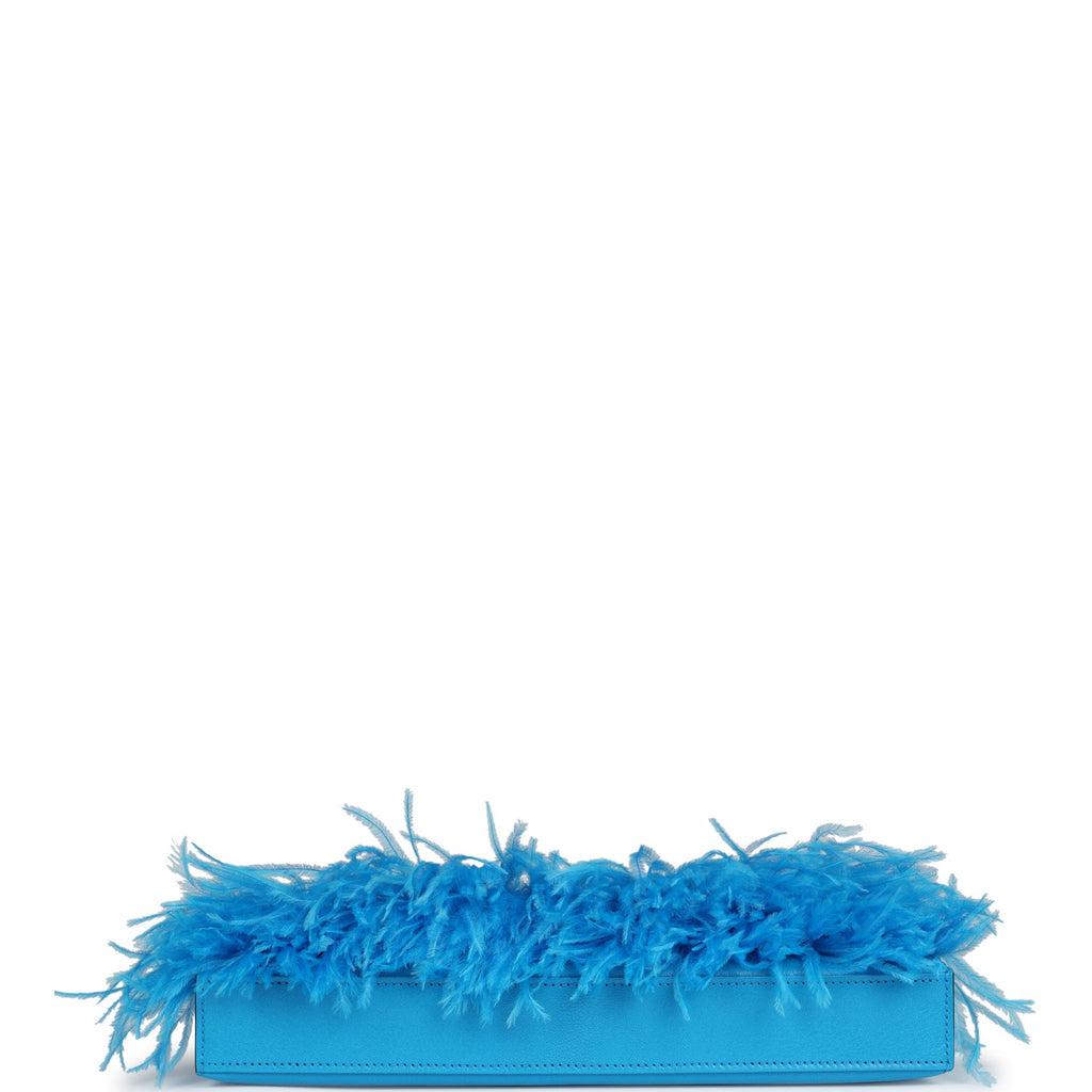 Hermès Kelly Elan Foile Bleu Frida Chevre Chamkila and Ostrich Feathers Palladium Hardware
