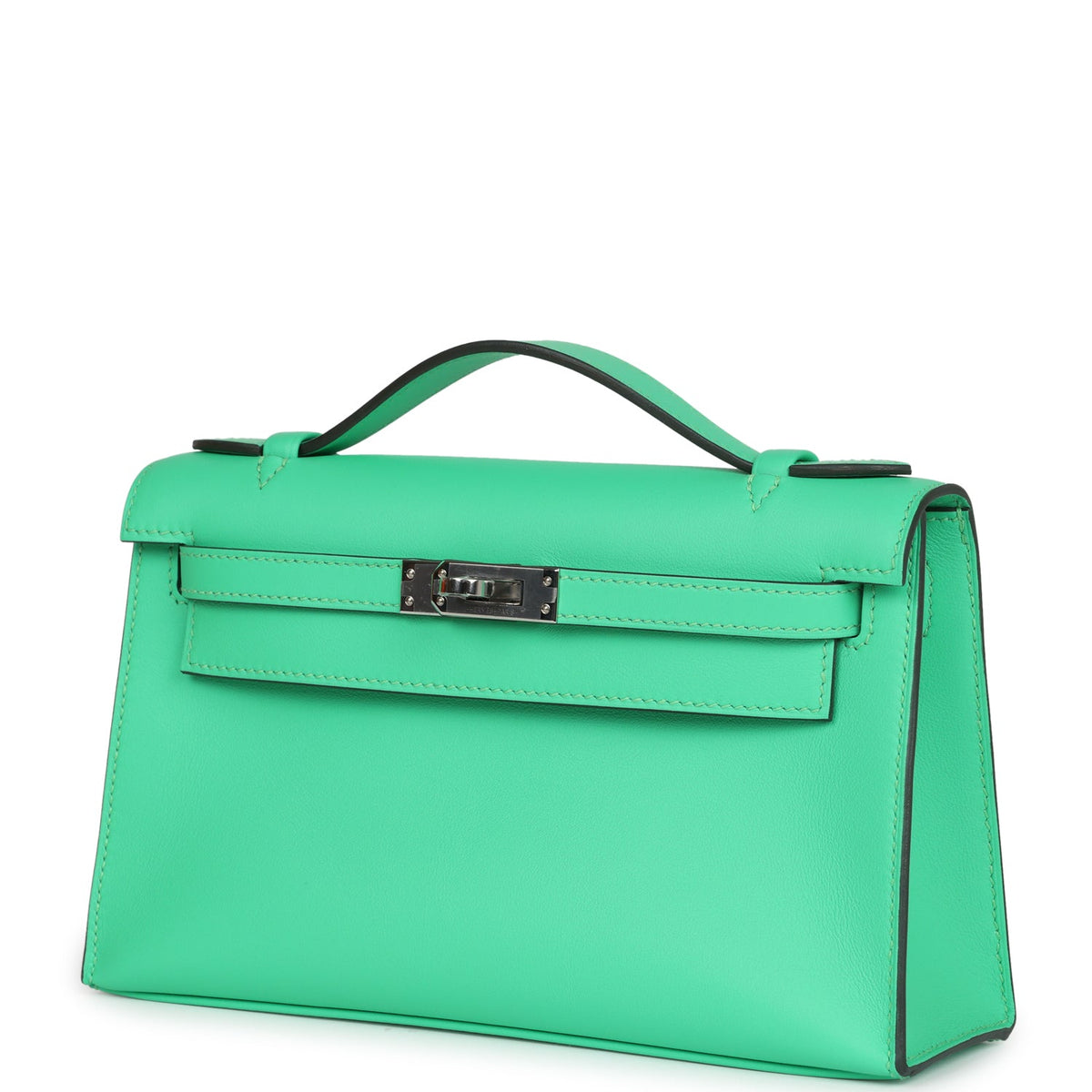 Hermès Kelly Pochette Vert Comics Swift Palladium Hardware
