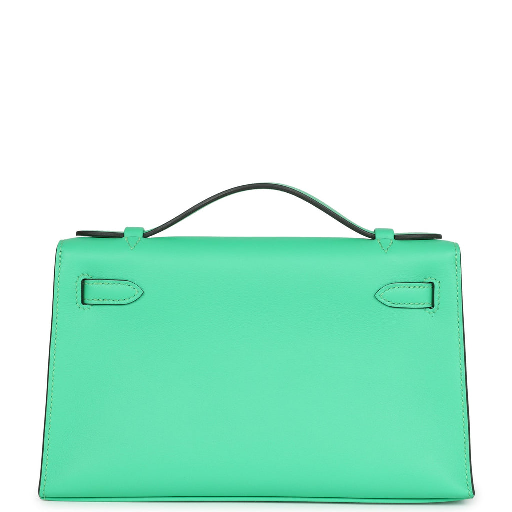Hermès Kelly Pochette Vert Comics Swift Palladium Hardware