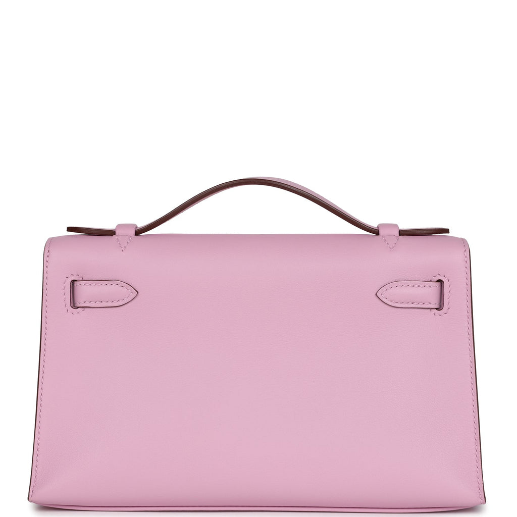 Hermès Kelly Pochette Mauve Sylvestre Swift Rose Gold Hardware