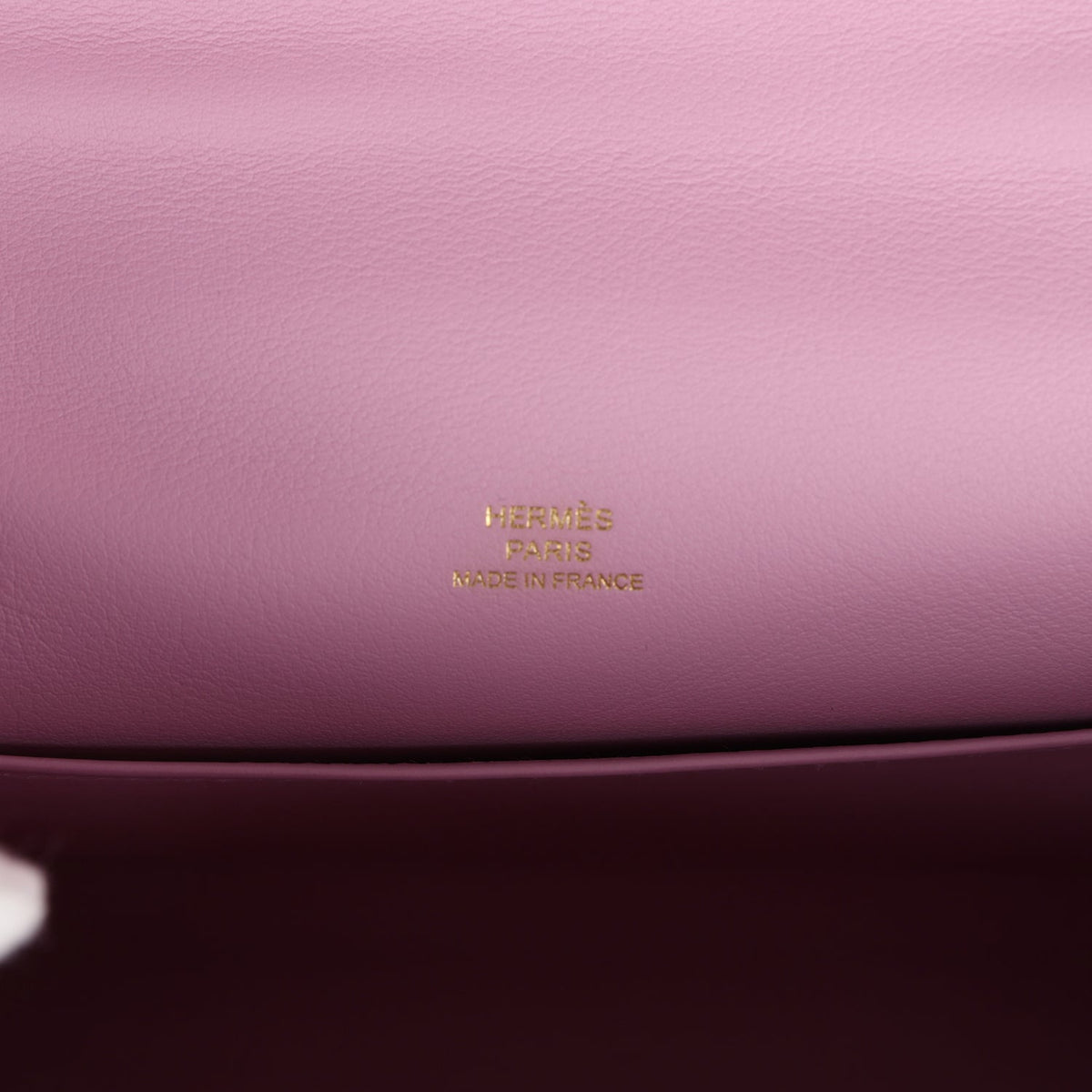 Hermès Kelly Pochette Mauve Sylvestre Swift Rose Gold Hardware