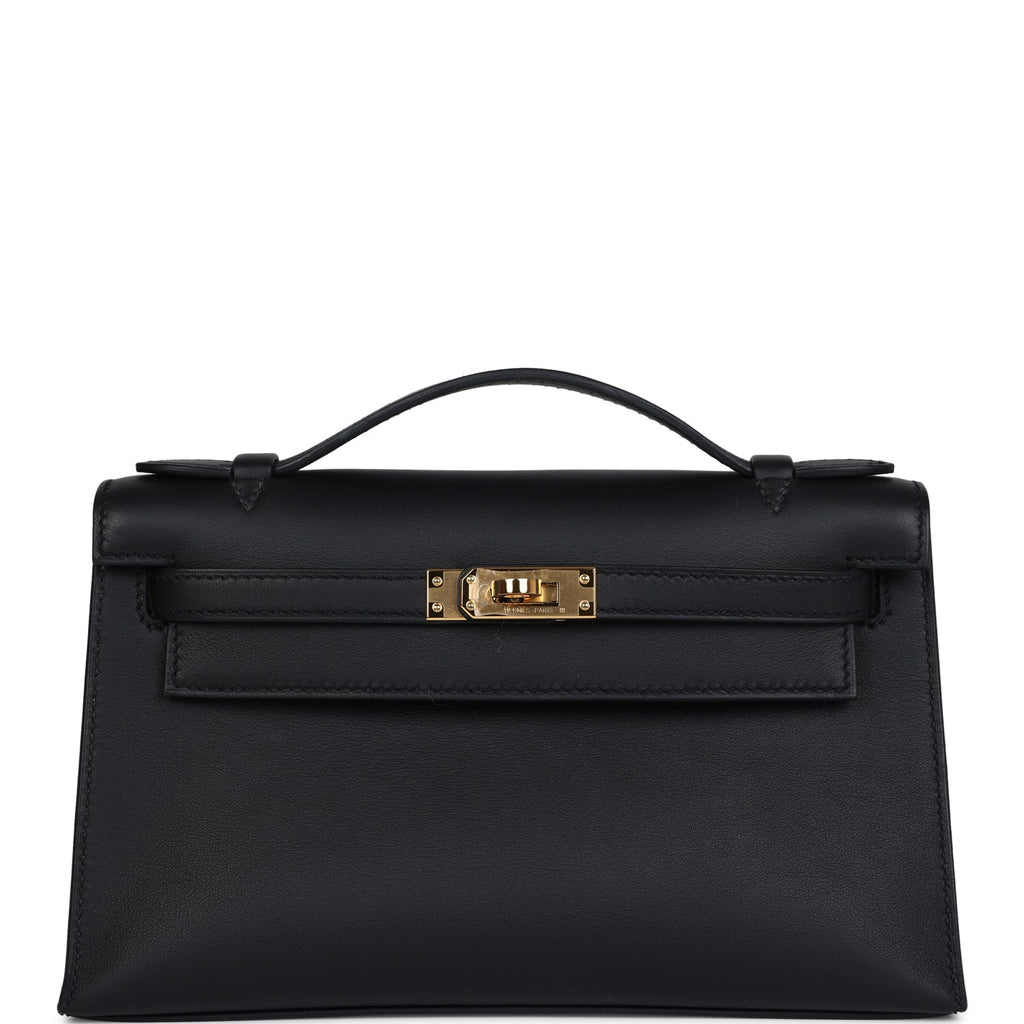 Hermès Kelly Pochette Black Swift Gold Hardware