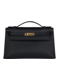 Hermès Kelly Pochette Black Swift Gold Hardware