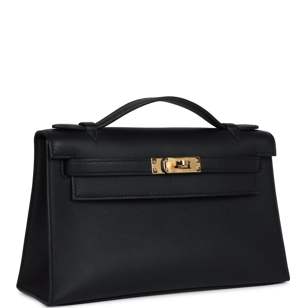 Hermès Kelly Pochette Black Swift Gold Hardware