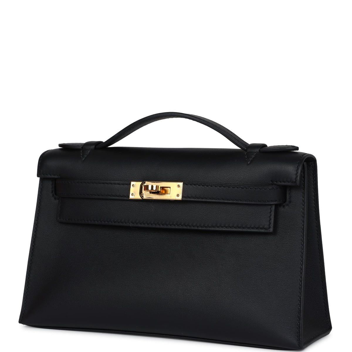 Hermès Kelly Pochette Black Swift Gold Hardware