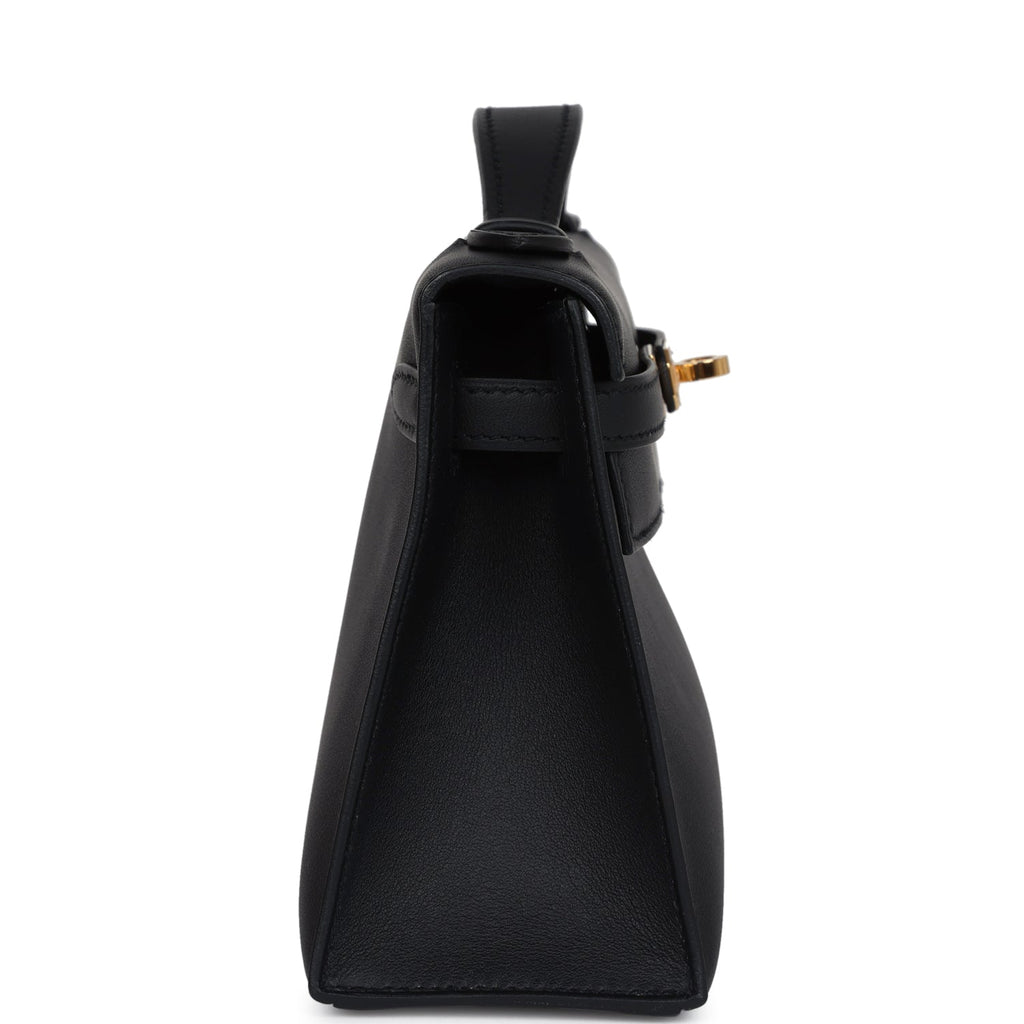 Hermès Kelly Pochette Black Swift Gold Hardware