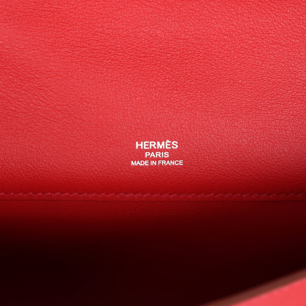 Hermès Kelly Cut Rouge Casaque Swift Palladium Hardware