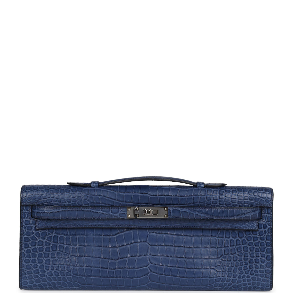 Hermès Kelly Cut Bleu De Malte Matte Faux Leather Palladium Hardware
