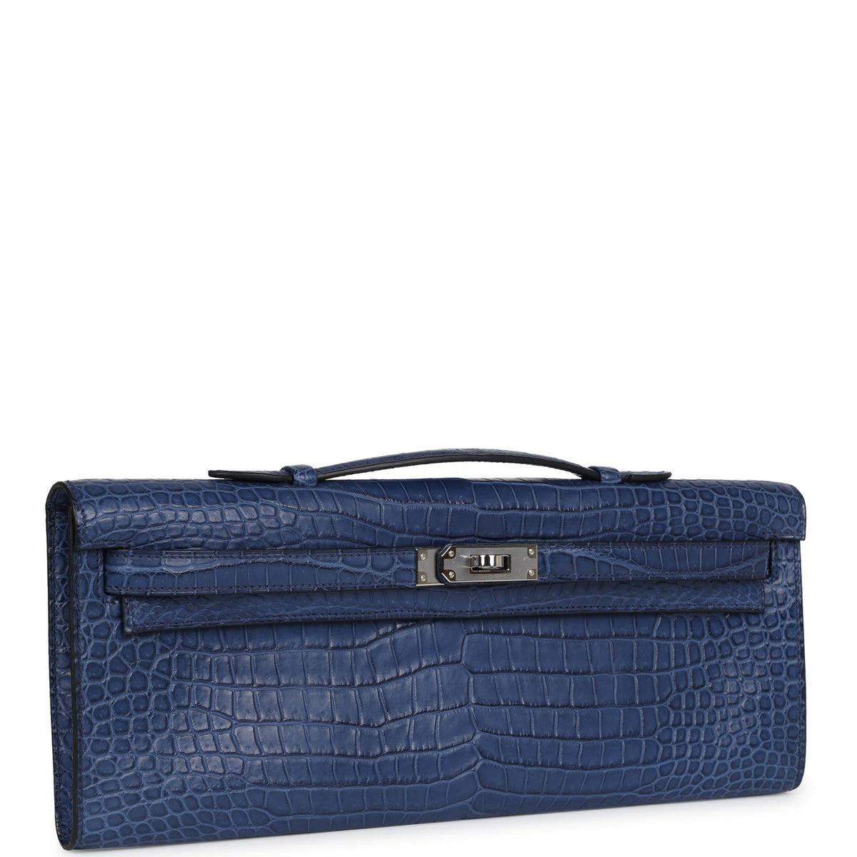 Hermès Kelly Cut Bleu De Malte Matte Faux Leather Palladium Hardware