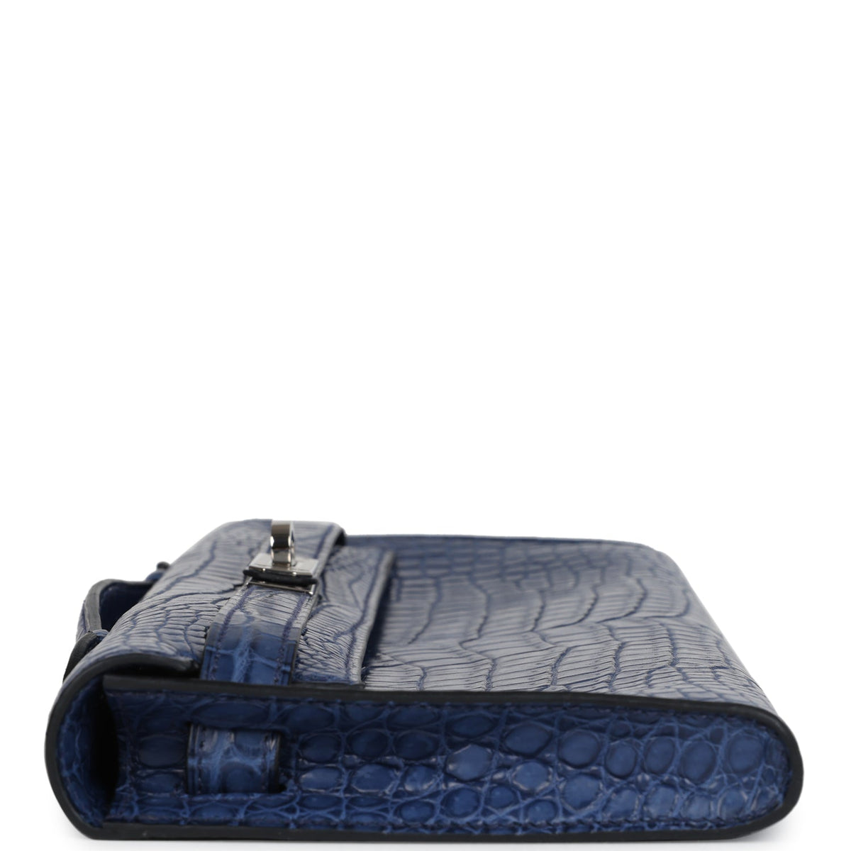 Hermès Kelly Cut Bleu De Malte Matte Faux Leather Palladium Hardware