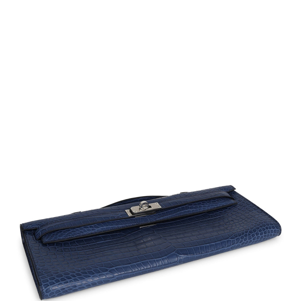 Hermès Kelly Cut Bleu De Malte Matte Faux Leather Palladium Hardware