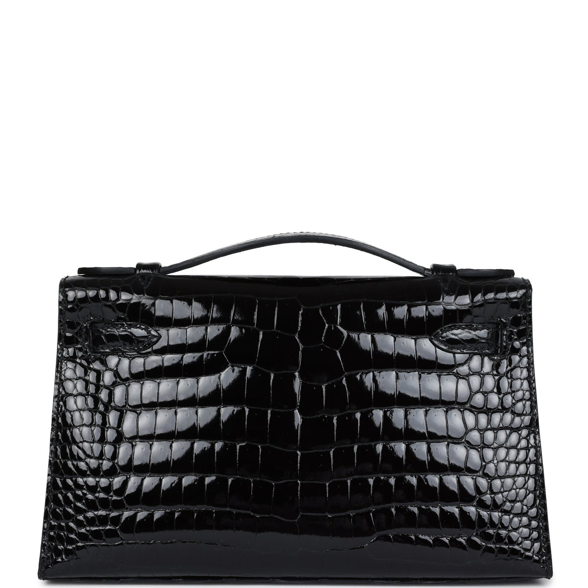 Hermès Kelly Pochette Black Shiny Faux Leather Gold Hardware