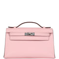 Hermès Kelly Pochette Rose Sakura Swift Palladium Hardware