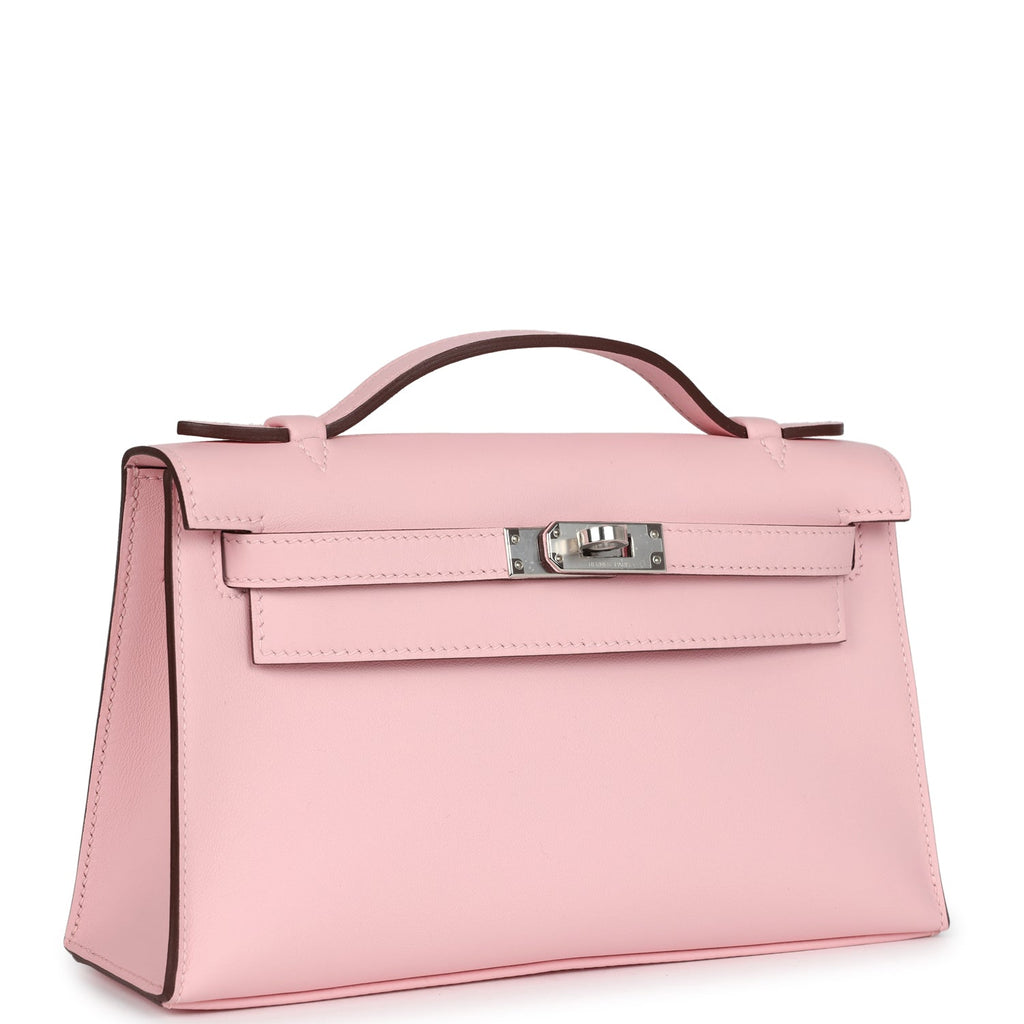 Hermès Kelly Pochette Rose Sakura Swift Palladium Hardware