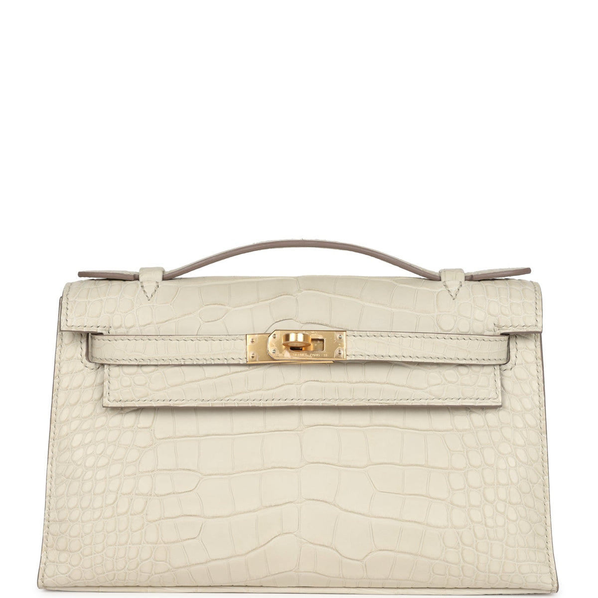 Hermès Kelly Pochette Beton Matte Faux Leather Gold Hardware