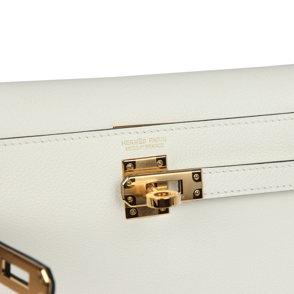 Hermès Kelly Danse White Evercolor Verso Gold Hardware