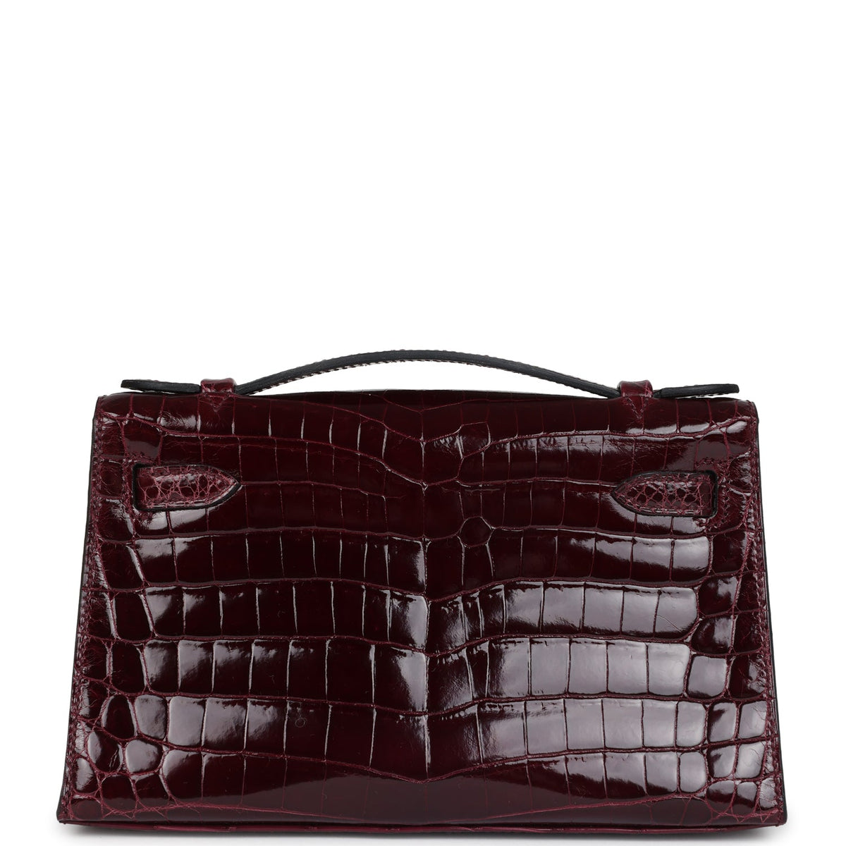 Hermès Kelly Pochette Bordeaux Shiny Faux Leather Palladium Hardware