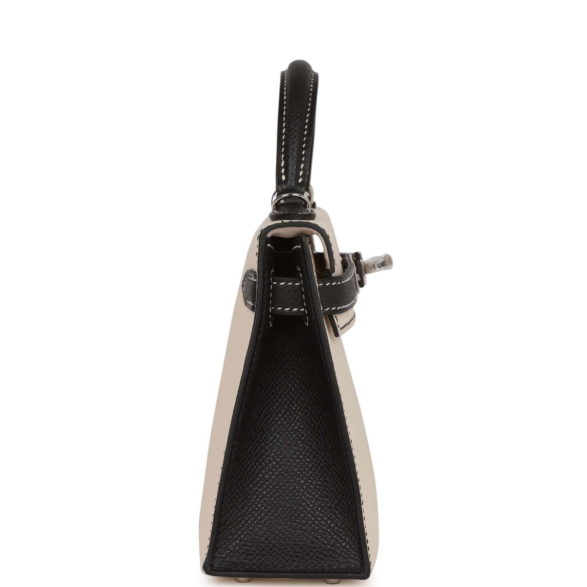 Hermès Special Order (HSS) Kelly Sellier 20 Craie and Black Epsom Palladium Hardware