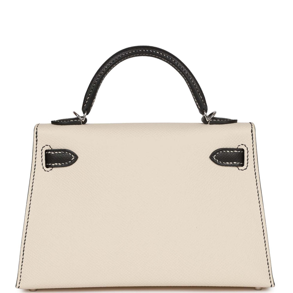 Hermès Special Order (HSS) Kelly Sellier 20 Craie and Black Epsom Palladium Hardware