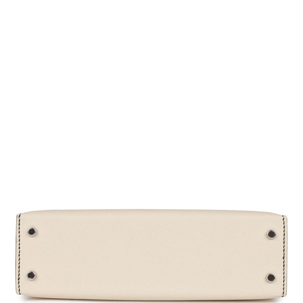Hermès Special Order (HSS) Kelly Sellier 20 Craie and Black Epsom Palladium Hardware