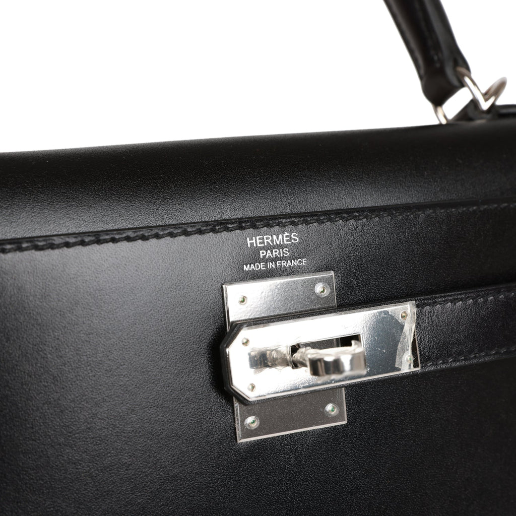 Hermès Kelly Sellier 28 Black Box Palladium Hardware
