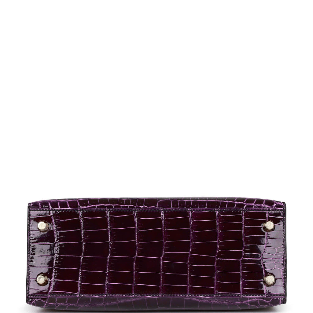 Hermès Kelly Sellier 25 Aubergine Shiny Faux Leather Gold Hardware
