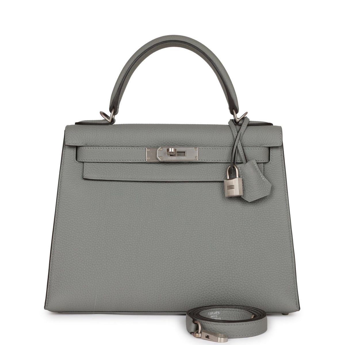 Hermès Special Order (HSS) Kelly Sellier 28 Gris Mouette Verso Togo Brushed Palladium Hardware