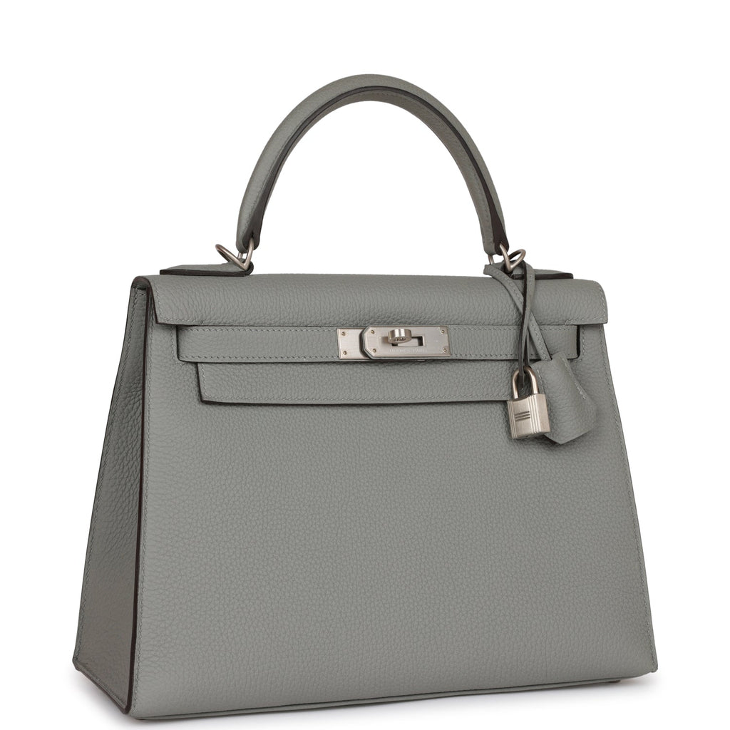 Hermès Special Order (HSS) Kelly Sellier 28 Gris Mouette Verso Togo Brushed Palladium Hardware