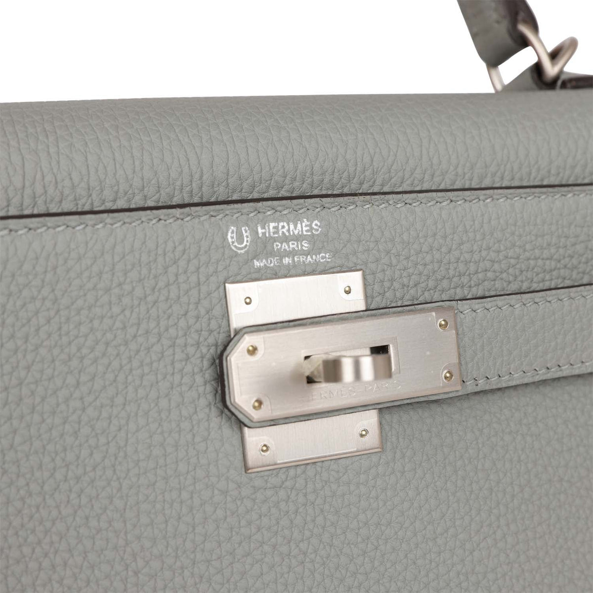Hermès Special Order (HSS) Kelly Sellier 28 Gris Mouette Verso Togo Brushed Palladium Hardware