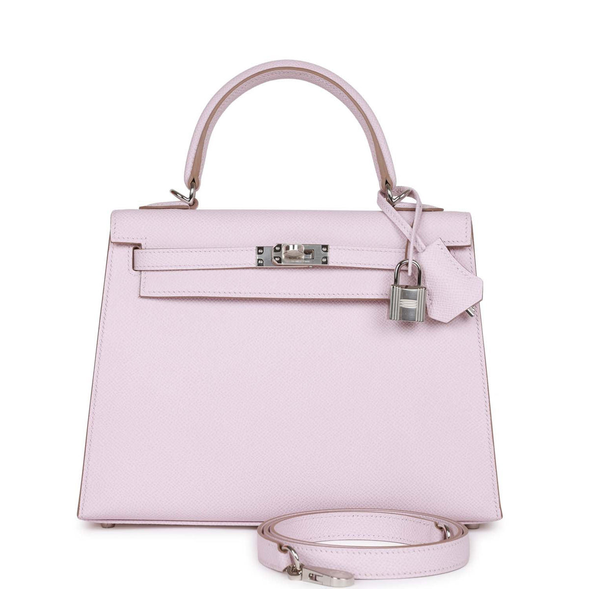 Hermès Kelly Sellier 25 Mauve Pale Epsom Palladium Hardware