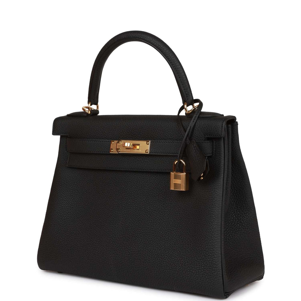 Hermès Kelly Retourne 28 Black Togo Gold Hardware