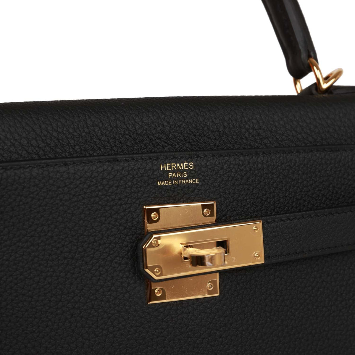 Hermès Kelly Retourne 28 Black Togo Gold Hardware