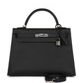 Hermès Kelly Sellier 32 Black Epsom Palladium Hardware
