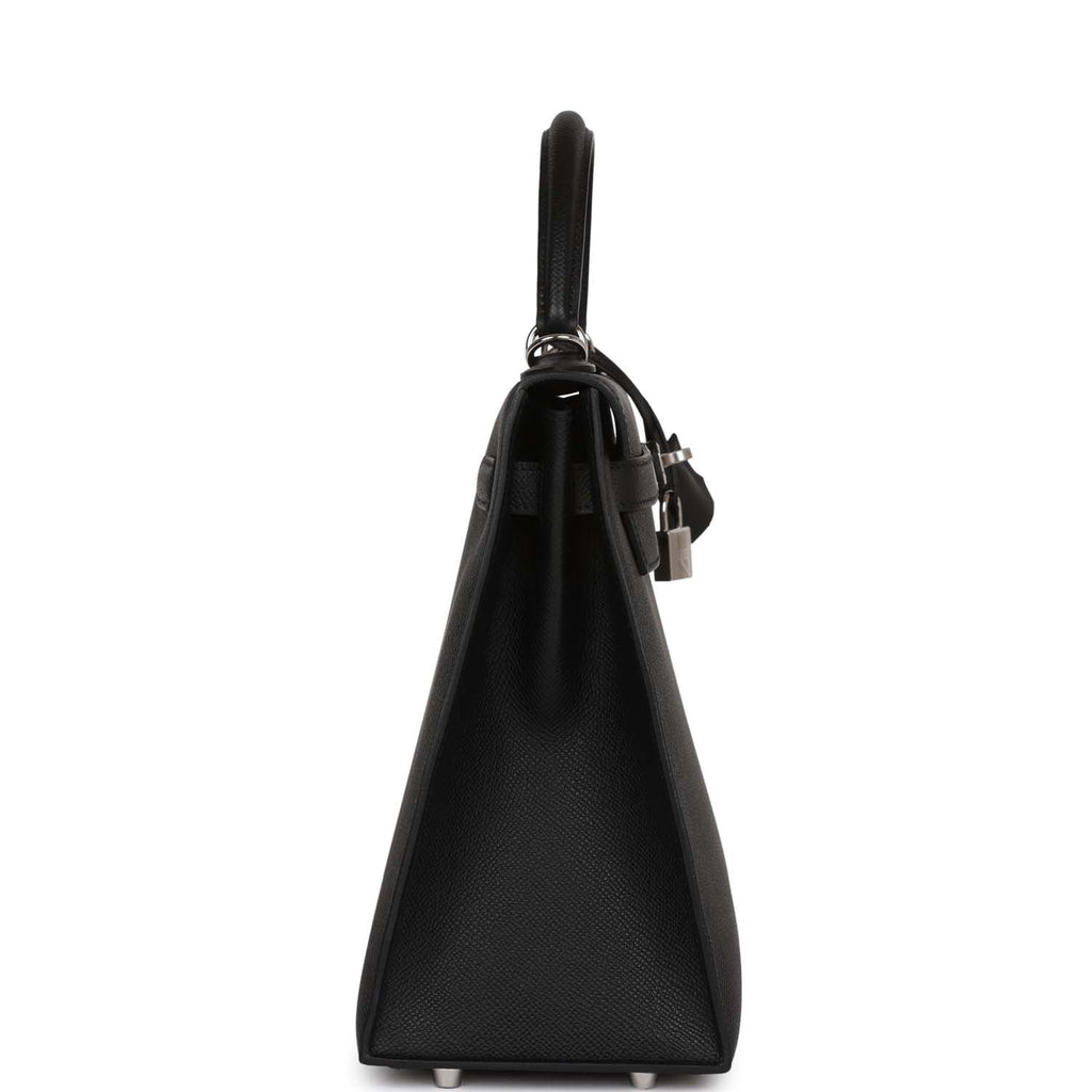 Hermès Kelly Sellier 32 Black Epsom Palladium Hardware