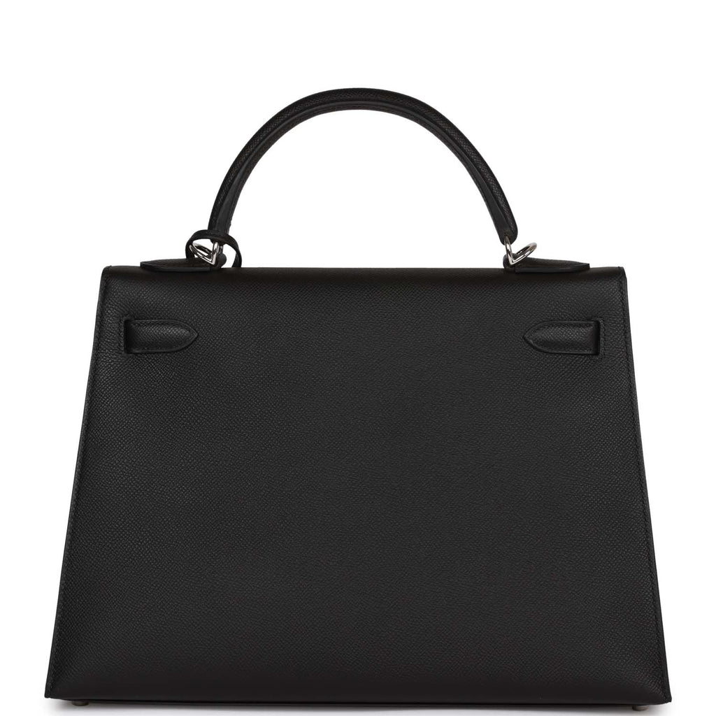 Hermès Kelly Sellier 32 Black Epsom Palladium Hardware