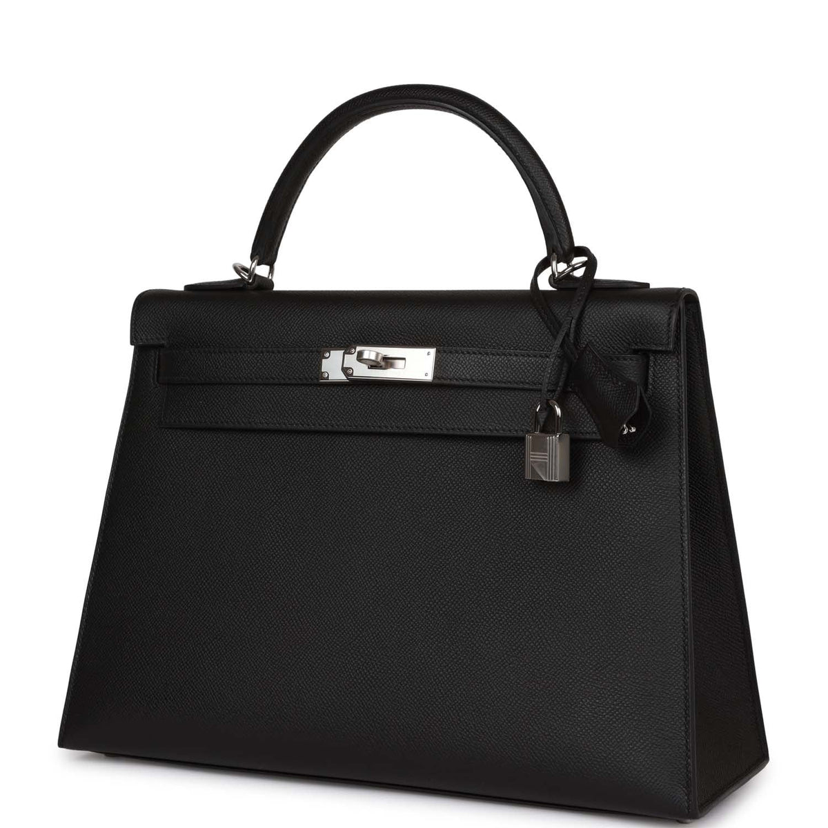 Hermès Kelly Sellier 32 Black Epsom Palladium Hardware