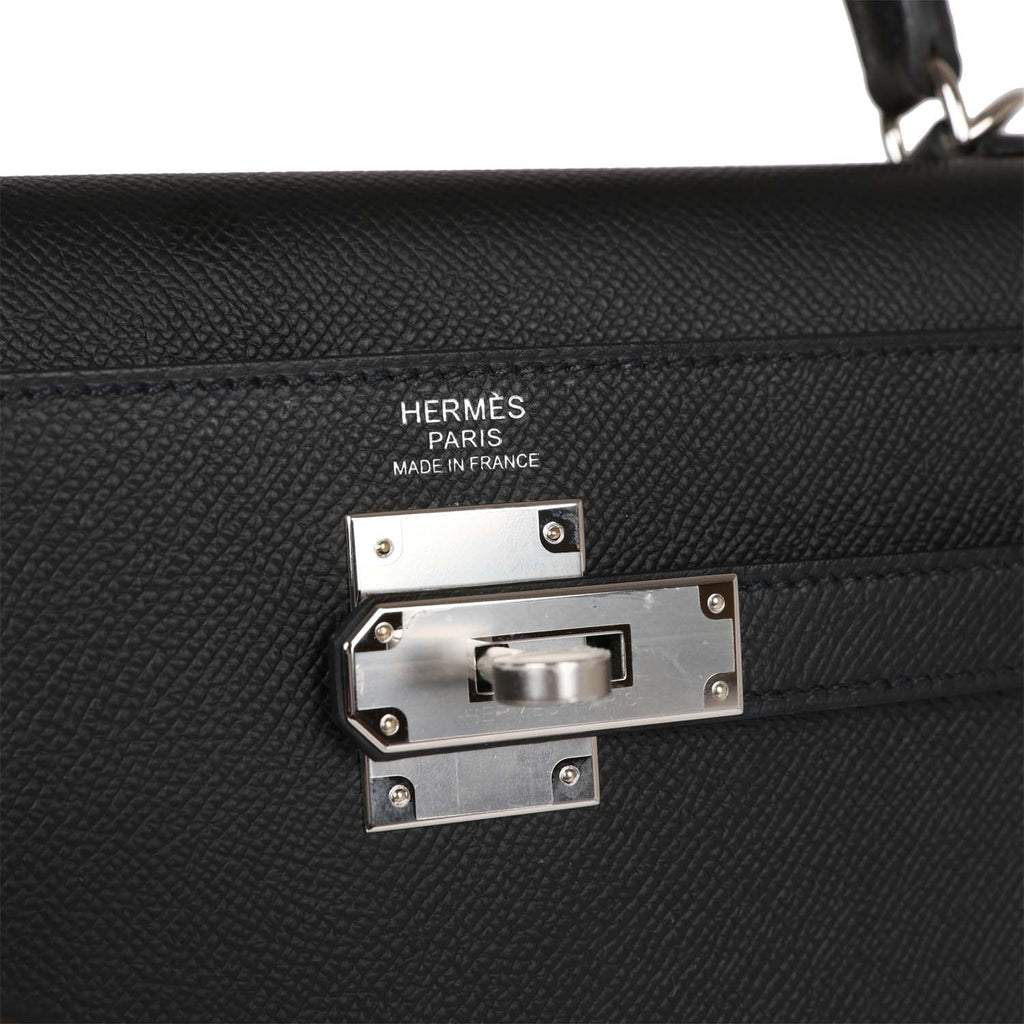 Hermès Kelly Sellier 32 Black Epsom Palladium Hardware