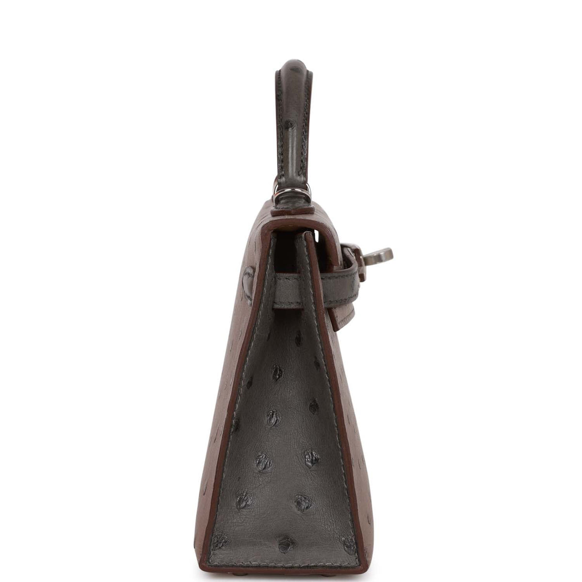 Hermès Special Order (HSS) Kelly Sellier 20 Gris Tourterelle and Graphite Ostrich Palladium Hardware