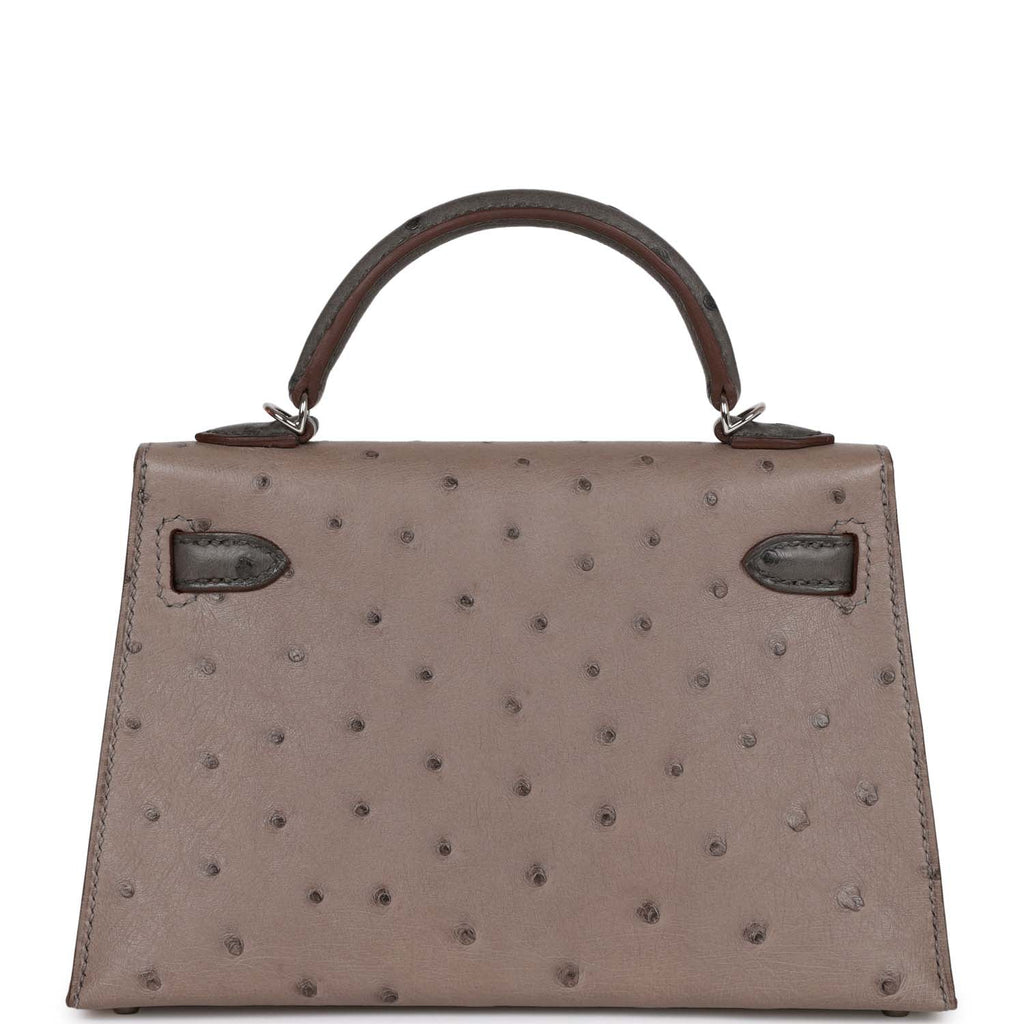 Hermès Special Order (HSS) Kelly Sellier 20 Gris Tourterelle and Graphite Ostrich Palladium Hardware