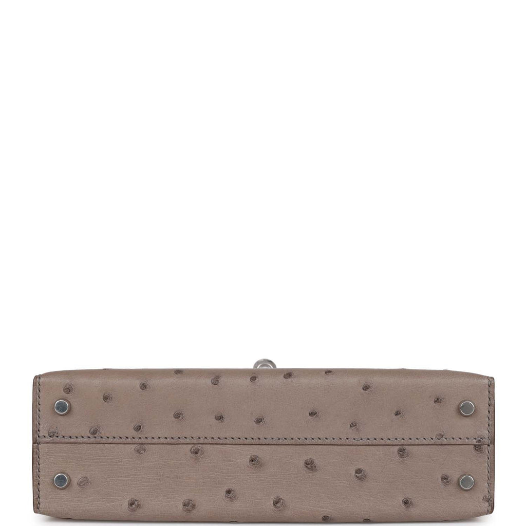Hermès Special Order (HSS) Kelly Sellier 20 Gris Tourterelle and Graphite Ostrich Palladium Hardware