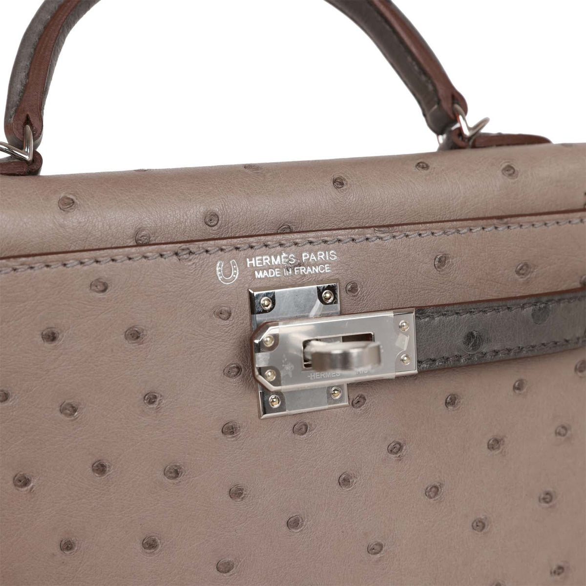 Hermès Special Order (HSS) Kelly Sellier 20 Gris Tourterelle and Graphite Ostrich Palladium Hardware