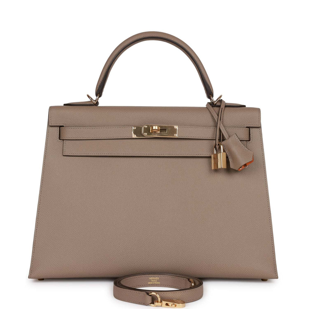 Hermès Special Order (HSS) Kelly Sellier 32 Gris Asphalte Verso Epsom Permabrass Hardware
