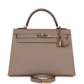 Hermès Special Order (HSS) Kelly Sellier 32 Gris Asphalte Verso Epsom Permabrass Hardware