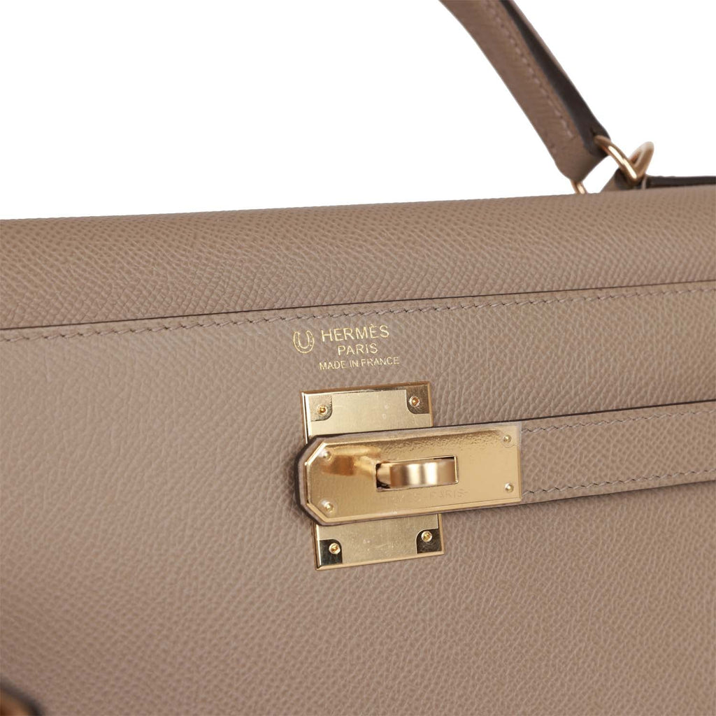 Hermès Special Order (HSS) Kelly Sellier 32 Gris Asphalte Verso Epsom Permabrass Hardware