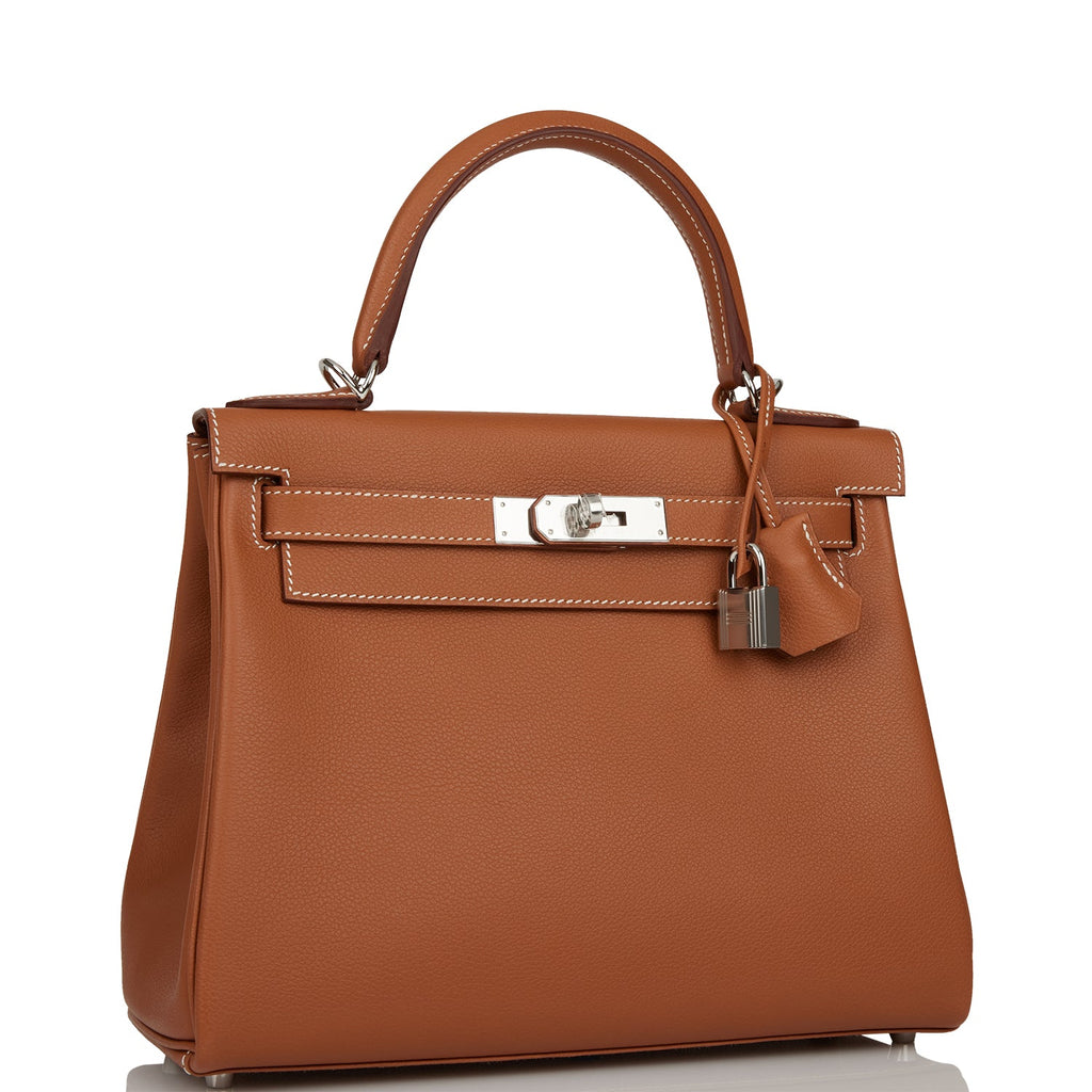 Hermès Kelly Retourne 28 Gold Evercolor Palladium Hardware