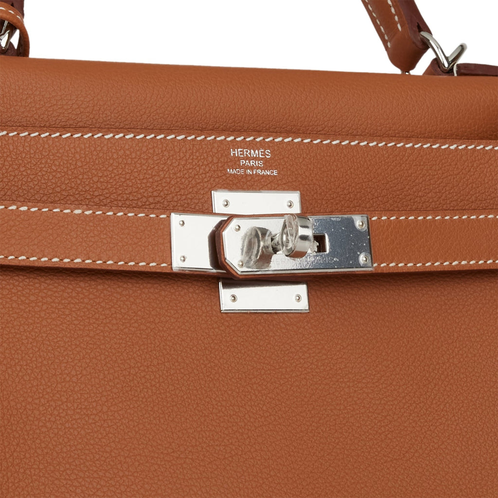 Hermès Kelly Retourne 28 Gold Evercolor Palladium Hardware