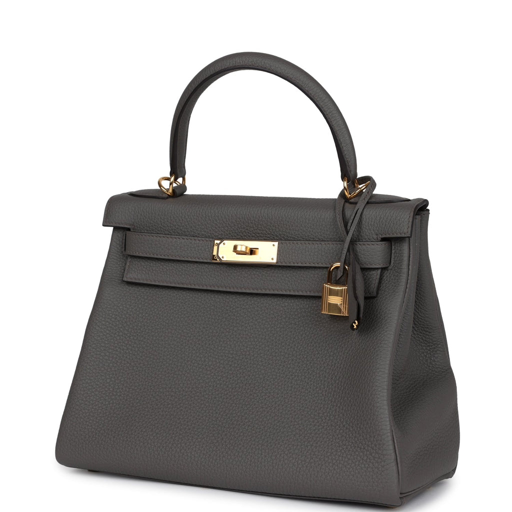 Hermès Kelly Retourne 28 Etain Togo Gold Hardware