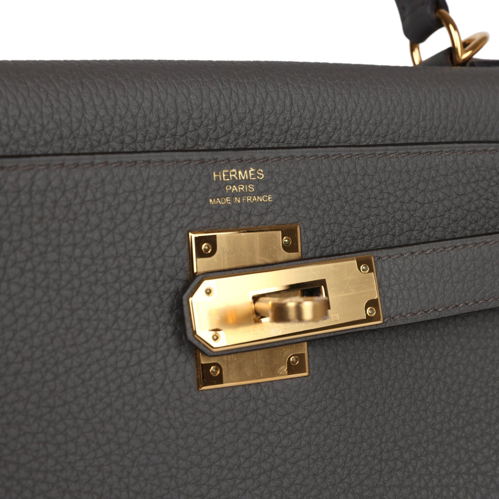 Hermès Kelly Retourne 28 Etain Togo Gold Hardware