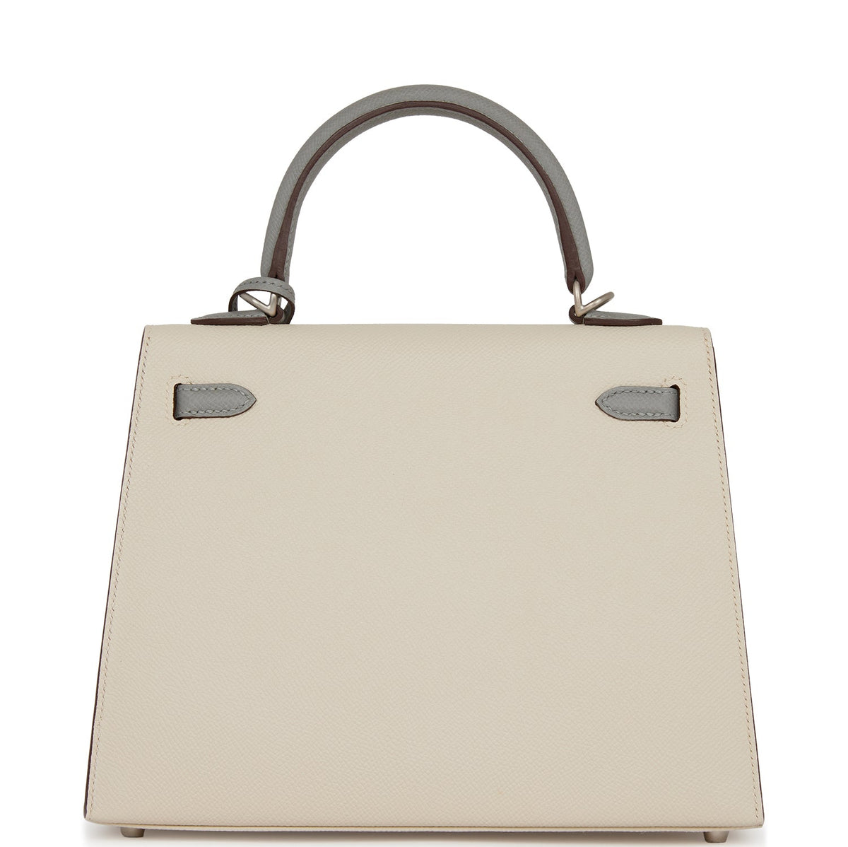 Hermès Special Order (HSS) Kelly Sellier 25 Craie and Gris Mouette Epsom Brushed Palladium Hardware