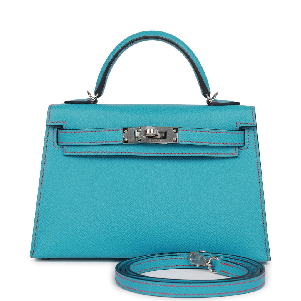 Hermès Special Order (HSS) Kelly Sellier 20 Bleu du Nord and Bougainvillea Epsom Palladium Hardware